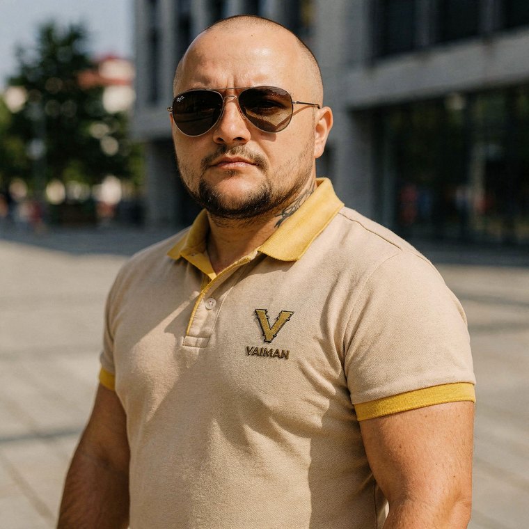 Результат по запросу «фото получше»: тот же уличный кадр в бежевом поло